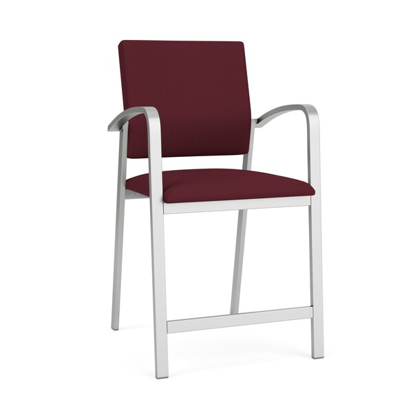 Lesro Newport Hip Chair Metal Frame, Silver, OH Wine Upholstery NP1161 - main